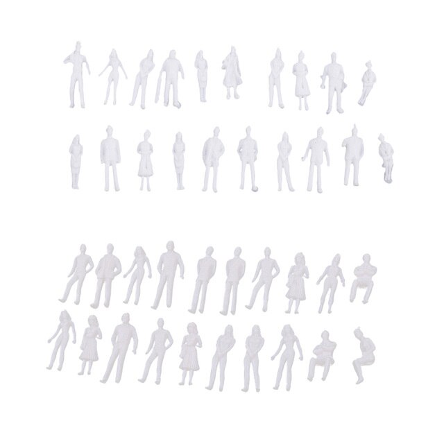 Niepomalowane miniaturowe modele ludzi - zestaw 40 sztuk w skali 1/50 i 1/100, idealny do modelowania architektonicznego - Wianko - 3