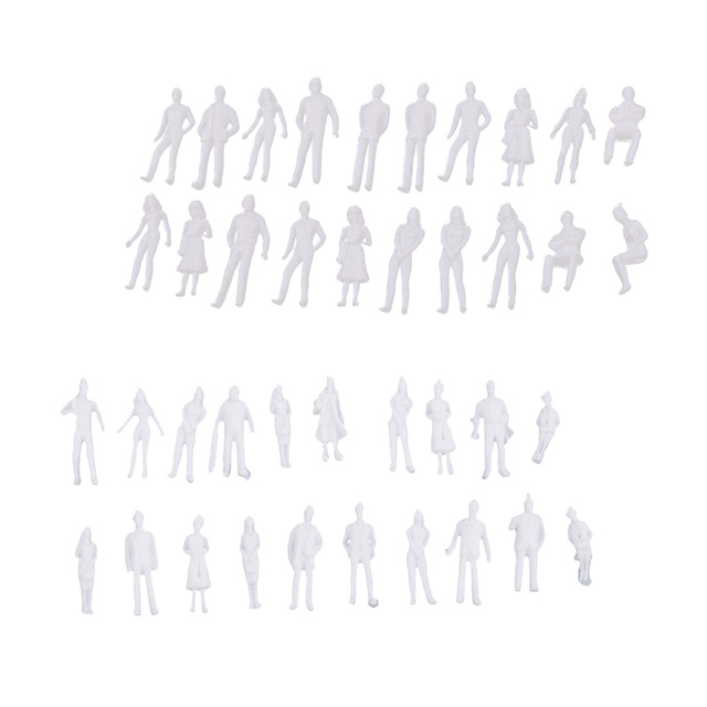 Niepomalowane miniaturowe modele ludzi - zestaw 40 sztuk w skali 1/50 i 1/100, idealny do modelowania architektonicznego - Wianko - 6