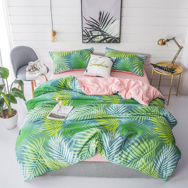 Zestaw pościeli jednoosobowej i dwuosobowej: kołdra, poszewka na poduszkę i prześcieradło, motyw kaktusa, w kolorach niebieskim i różowym - Wianko - 22