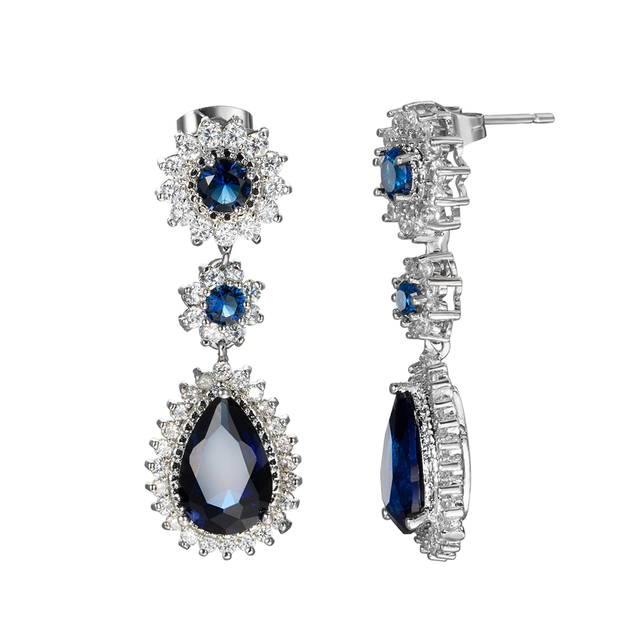 Kolczyki wiszące luksusowy skarb w kształcie gruszki, królewskie niebieskie z cyrkonią - idealny prezent na Boże Narodzenie dla kobiet - Wianko - 6