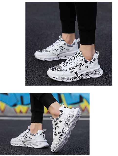 Męskie lekkie sznurowane trampki buty z gumową podeszwą w stylu Graffiti - Wianko - 9