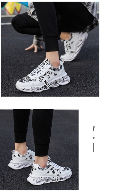 Męskie lekkie sznurowane trampki buty z gumową podeszwą w stylu Graffiti - Wianko - 8
