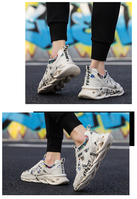 Męskie lekkie sznurowane trampki buty z gumową podeszwą w stylu Graffiti - Wianko - 14