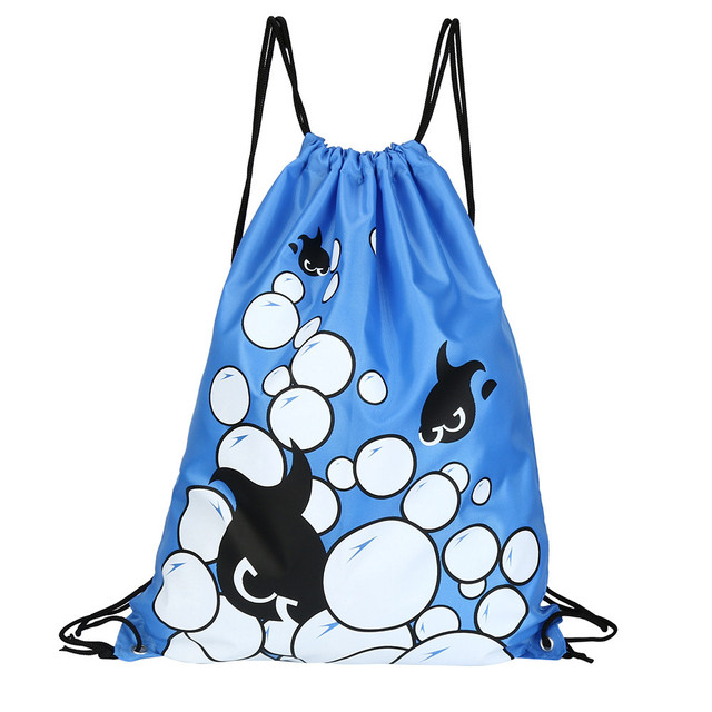 Sznurkowe plecaki wodoodporne - dwuwarstwowe, składane, kolorowe torby na ramię z motywem emotikonki Smiley - Wianko - 4