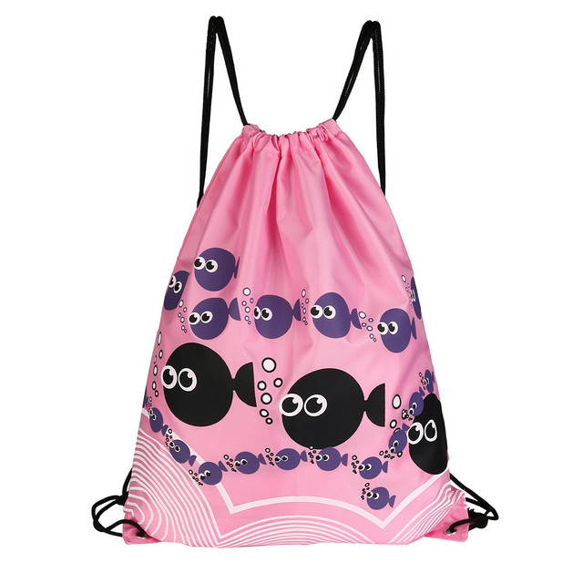 Sznurkowe plecaki wodoodporne - dwuwarstwowe, składane, kolorowe torby na ramię z motywem emotikonki Smiley - Wianko - 3