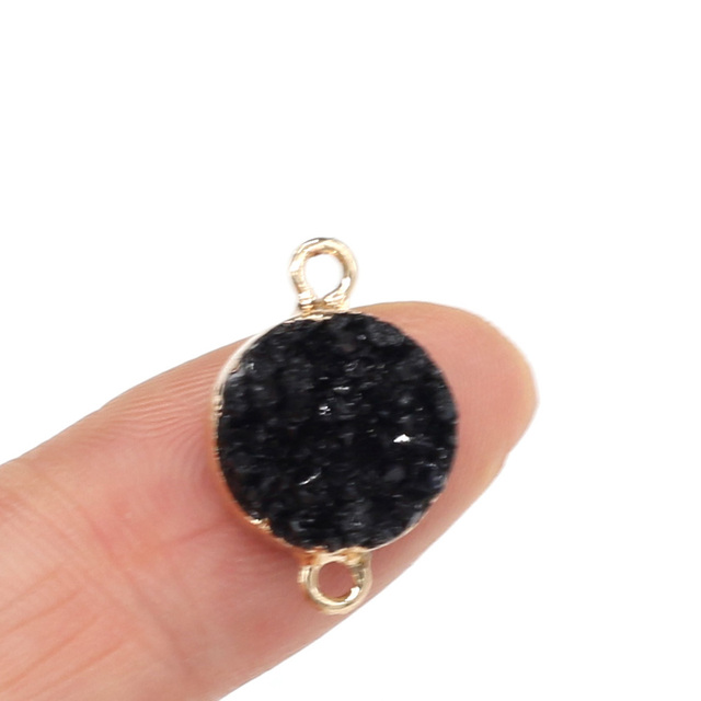 Wisiorek z naturalnym kamieniem o podwójnym otworze i okrągłym kształcie do DIY biżuterii, 12x15mm - Wianko - 15