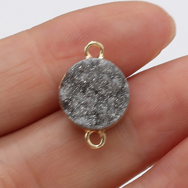 Wisiorek z naturalnym kamieniem o podwójnym otworze i okrągłym kształcie do DIY biżuterii, 12x15mm - Wianko - 5