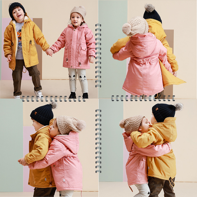 Pluszowe płaszcze zimowe dla dzieci, zagęszczone bawełnianą wkładką i lekką warstwą puchu, z kapturem i ciepłym wnętrzem – uniwersalne kurtki dla chłopców i dziewczynek - Wianko - 51