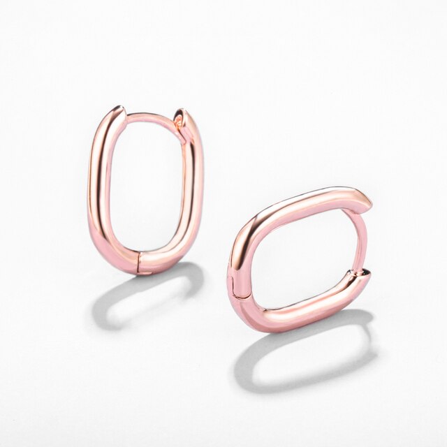 Geometryczne prostokątowe kolczyki złote i srebrzyste dla kobiet - Hoop biżuteria boucle oreille femme prezent 2021 - Wianko - 4