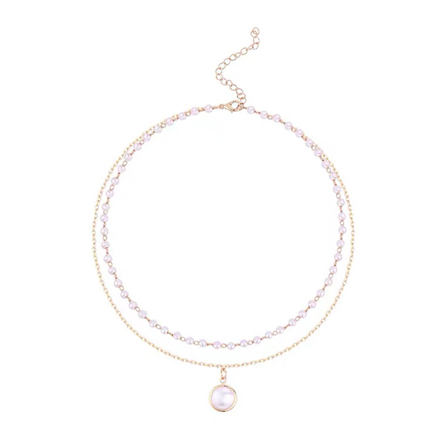 Naszyjnik dwuwarstwowy DAXI 2021 New Fashion Kpop z perełką - biżuteria dla kobiet - Wianko - 7