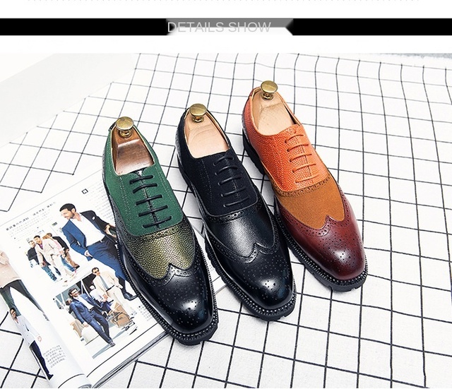 Męskie buty biurowe z prawdziwej skóry Oxford w rozmiarze Plus - Wianko - 5