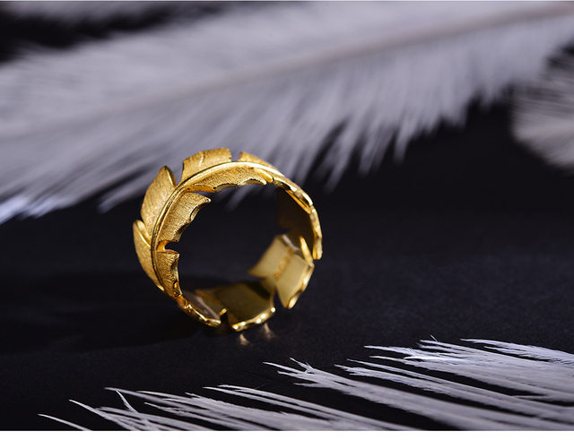 Pierścionek Lotosu Zabawy Chwili, prawdziwe srebro 925, naturalne pióra, elegancki projektant biżuterii dla kobiet - Wianko - 6