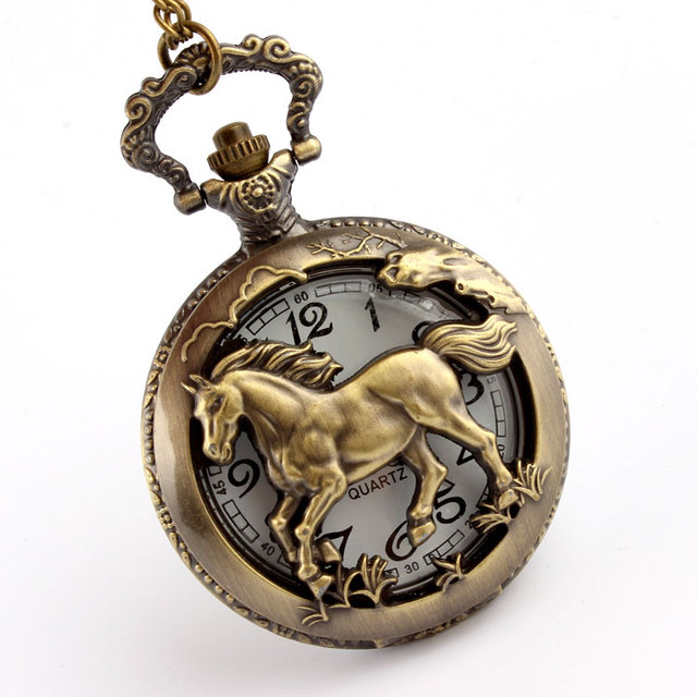 Antyczny zegarek kieszonkowy z motywem chińskiego zodiaku – brązowy naszyjnik męski - Wianko - 8