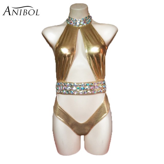 Luksusowy strój kąpielowy Anibol One Piece z kryształami Rhinestone - złoty tłoczeniem - bikini dla kobiet - Wianko - 6