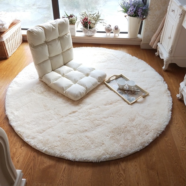 Okrągły pluszowy dywan antypoślizgowy do salonu i sypialni, duży i puszysty, dekoracyjne i miękkie maty podłogowe, Furry dywaniki salonowe - Wianko - 4