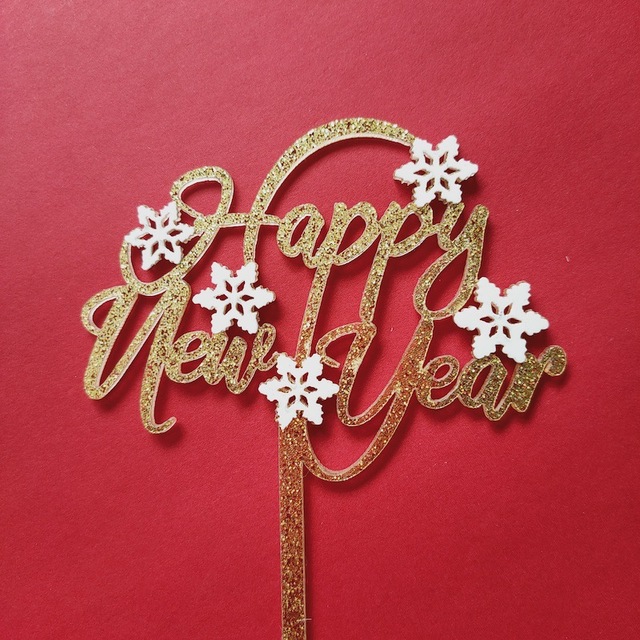 Kreatywna ozdoba akrylowa na wierzch tortu - Szczęśliwego Nowego Roku i Boże Narodzenie - Materiały do dekoracji ciasta - Domowe dekoracje X-mas - Wianko - 2