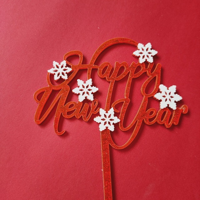Kreatywna ozdoba akrylowa na wierzch tortu - Szczęśliwego Nowego Roku i Boże Narodzenie - Materiały do dekoracji ciasta - Domowe dekoracje X-mas - Wianko - 5