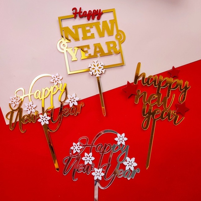 Kreatywna ozdoba akrylowa na wierzch tortu - Szczęśliwego Nowego Roku i Boże Narodzenie - Materiały do dekoracji ciasta - Domowe dekoracje X-mas - Wianko - 6