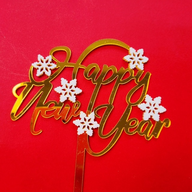 Kreatywna ozdoba akrylowa na wierzch tortu - Szczęśliwego Nowego Roku i Boże Narodzenie - Materiały do dekoracji ciasta - Domowe dekoracje X-mas - Wianko - 7