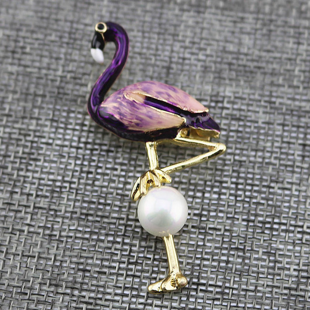 Broszka Flamingo z motywem zwierząt, emalia Pearl Crystal, koreański styl, prezenty dla kobiet - Wianko - 13