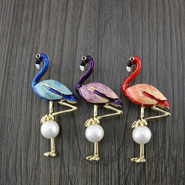 Broszka Flamingo z motywem zwierząt, emalia Pearl Crystal, koreański styl, prezenty dla kobiet - Wianko - 16