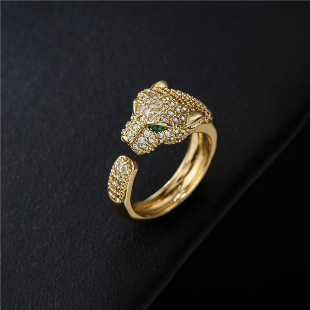 Pierścień dużego zwierzęcia 2021 dla kobiet - biżuteria z cyrkoniami, kolor złoty, w stylu leoparda - Wianko - 2