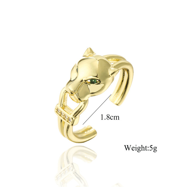 Pierścień dużego zwierzęcia 2021 dla kobiet - biżuteria z cyrkoniami, kolor złoty, w stylu leoparda - Wianko - 12