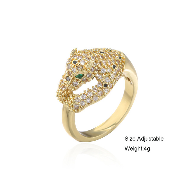 Pierścień dużego zwierzęcia 2021 dla kobiet - biżuteria z cyrkoniami, kolor złoty, w stylu leoparda - Wianko - 11