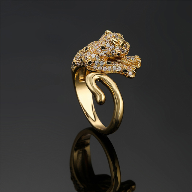Pierścień dużego zwierzęcia 2021 dla kobiet - biżuteria z cyrkoniami, kolor złoty, w stylu leoparda - Wianko - 6