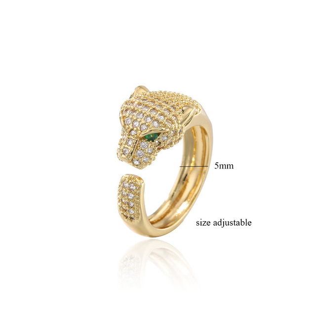 Pierścień dużego zwierzęcia 2021 dla kobiet - biżuteria z cyrkoniami, kolor złoty, w stylu leoparda - Wianko - 9