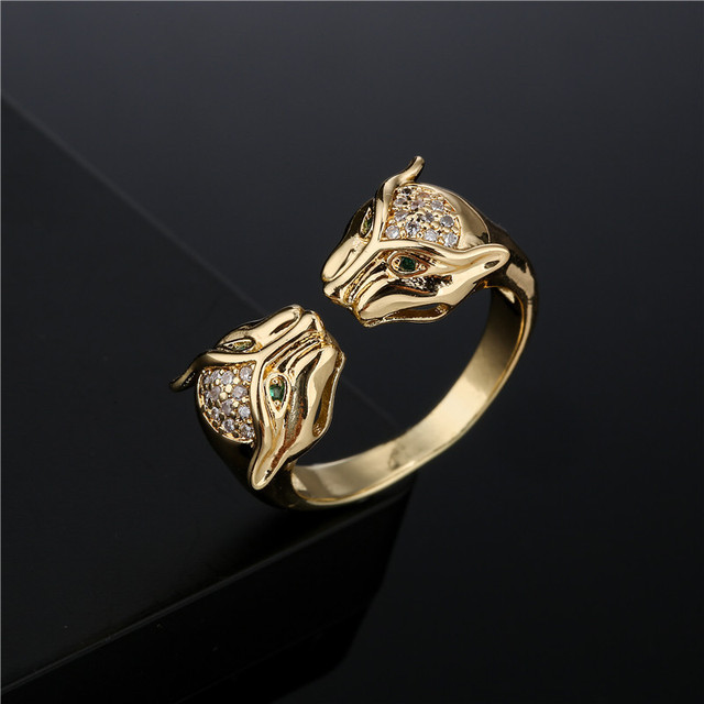 Pierścień dużego zwierzęcia 2021 dla kobiet - biżuteria z cyrkoniami, kolor złoty, w stylu leoparda - Wianko - 3