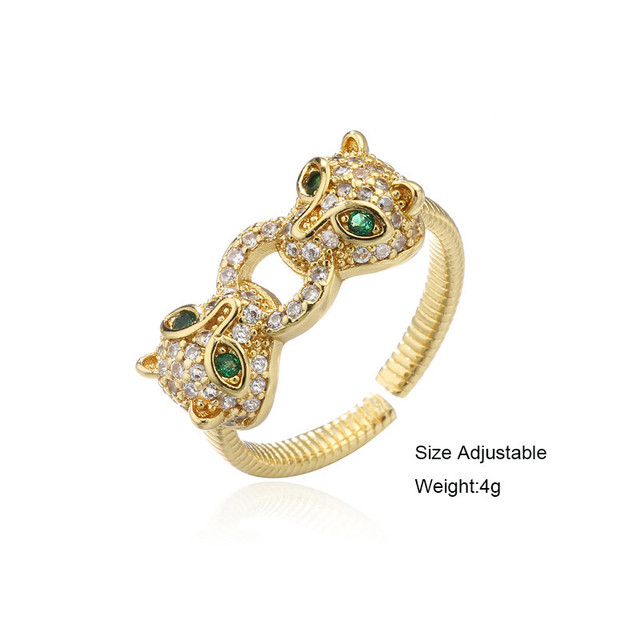 Pierścień dużego zwierzęcia 2021 dla kobiet - biżuteria z cyrkoniami, kolor złoty, w stylu leoparda - Wianko - 13