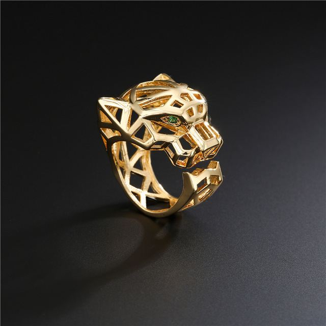 Pierścień dużego zwierzęcia 2021 dla kobiet - biżuteria z cyrkoniami, kolor złoty, w stylu leoparda - Wianko - 4