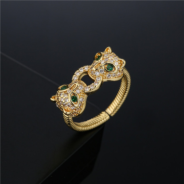 Pierścień dużego zwierzęcia 2021 dla kobiet - biżuteria z cyrkoniami, kolor złoty, w stylu leoparda - Wianko - 5