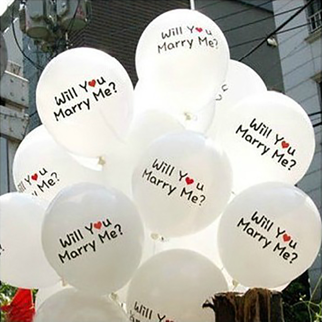 Zestaw 10 lateksowych balonów MARRY ME dekoracje ślubne walentynki 12-calowe 2.8g - Wianko - 14