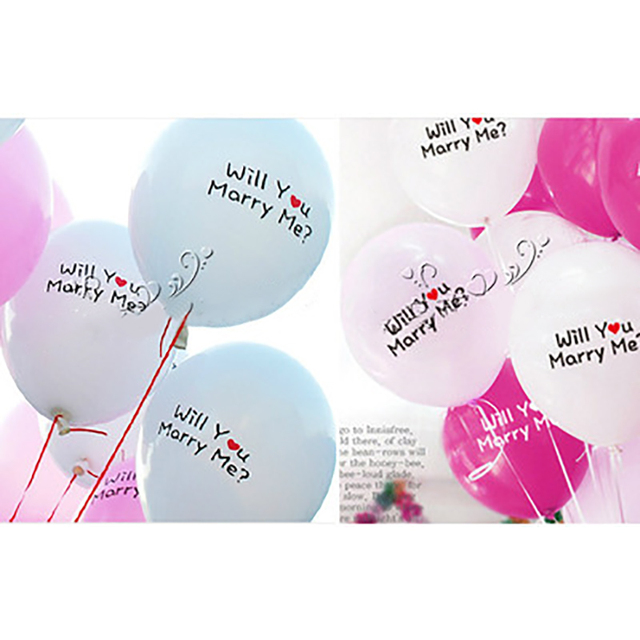 Zestaw 10 lateksowych balonów MARRY ME dekoracje ślubne walentynki 12-calowe 2.8g - Wianko - 36