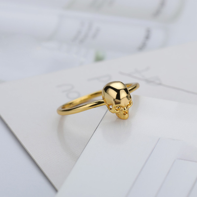 Pierścień czaszka ze stali nierdzewnej w złotym kolorze - biżuteria na palce, 2021 - Wianko - 5