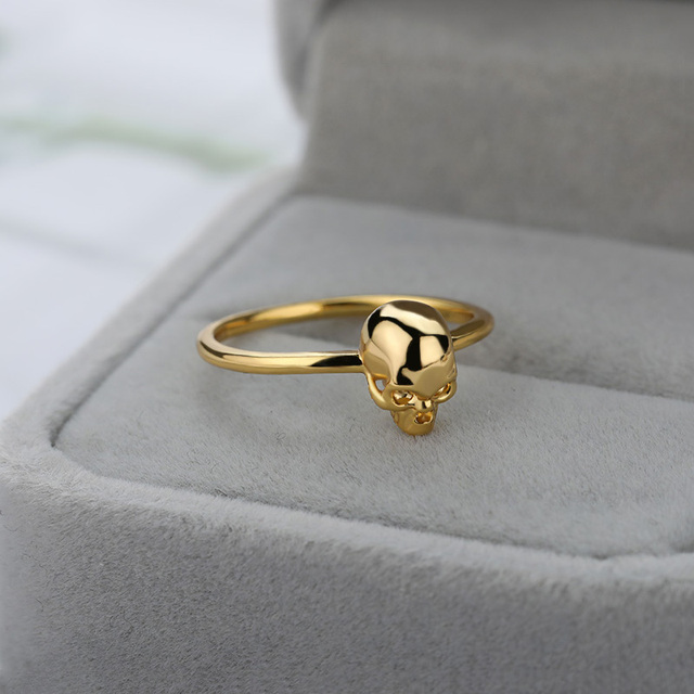 Pierścień czaszka ze stali nierdzewnej w złotym kolorze - biżuteria na palce, 2021 - Wianko - 2