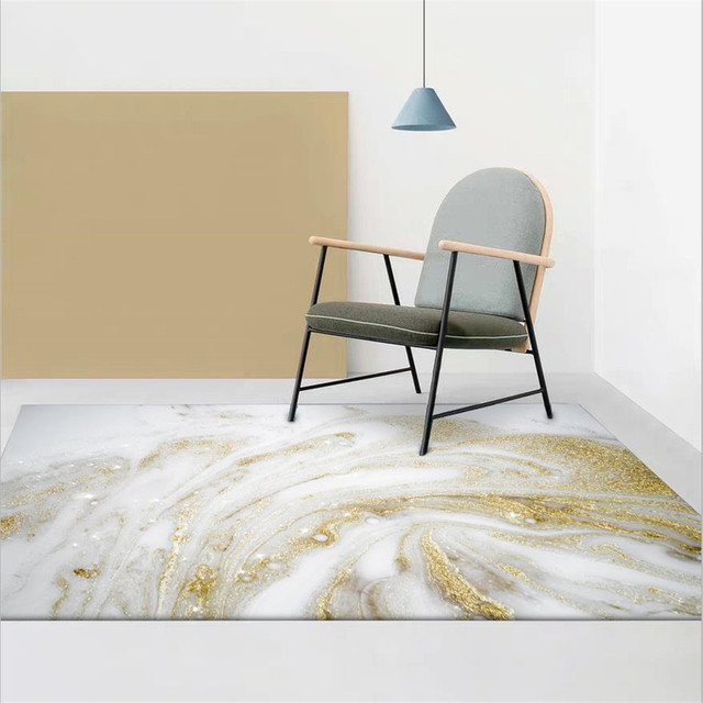 Dywan Nordic biały złoty o marmurowym wzorze dla sypialni, kuchni i podłogi - Wianko - 2