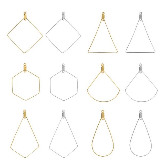Wisiorek kolczyki DIY geometryczne ze stali - 20 sztuk, multi-kształt, złoty i srebrny do tworzenia biżuterii - Wianko - 16