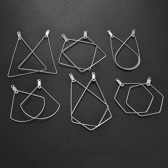 Wisiorek kolczyki DIY geometryczne ze stali - 20 sztuk, multi-kształt, złoty i srebrny do tworzenia biżuterii - Wianko - 22