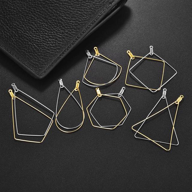 Wisiorek kolczyki DIY geometryczne ze stali - 20 sztuk, multi-kształt, złoty i srebrny do tworzenia biżuterii - Wianko - 23