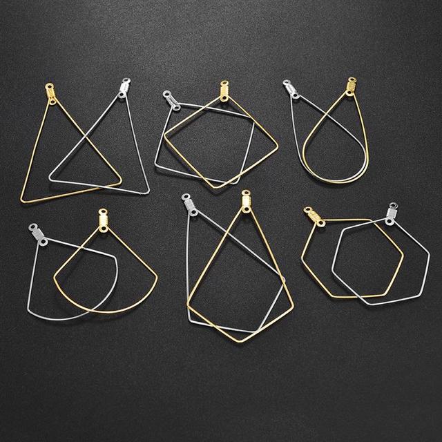 Wisiorek kolczyki DIY geometryczne ze stali - 20 sztuk, multi-kształt, złoty i srebrny do tworzenia biżuterii - Wianko - 20