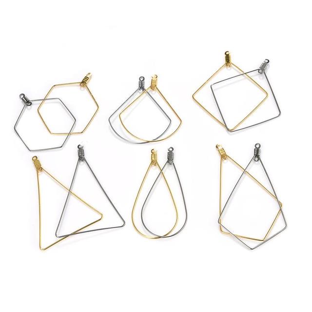 Wisiorek kolczyki DIY geometryczne ze stali - 20 sztuk, multi-kształt, złoty i srebrny do tworzenia biżuterii - Wianko - 19