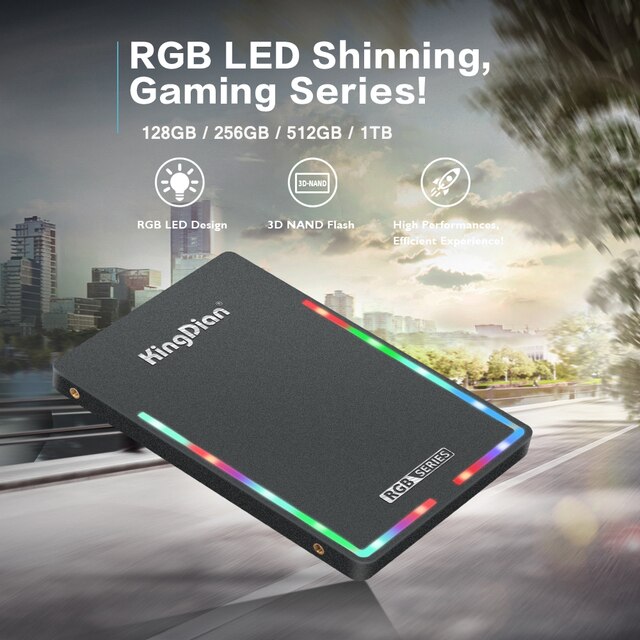 KingDian SSD oświetlenie RGB SATA 128GB-2TB 2.5'' do laptopa - Wianko - 1