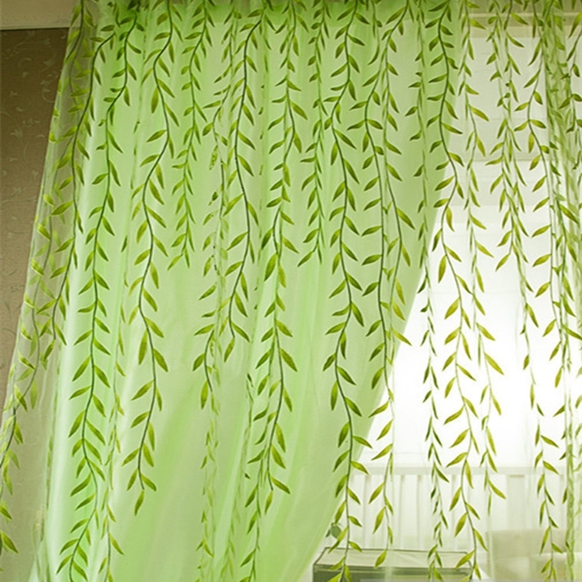Nowoczesne panele zasłonowe z wzorem wierzby, przepuszczające światło do salonu, sypialni i kuchni - Wianko - 15