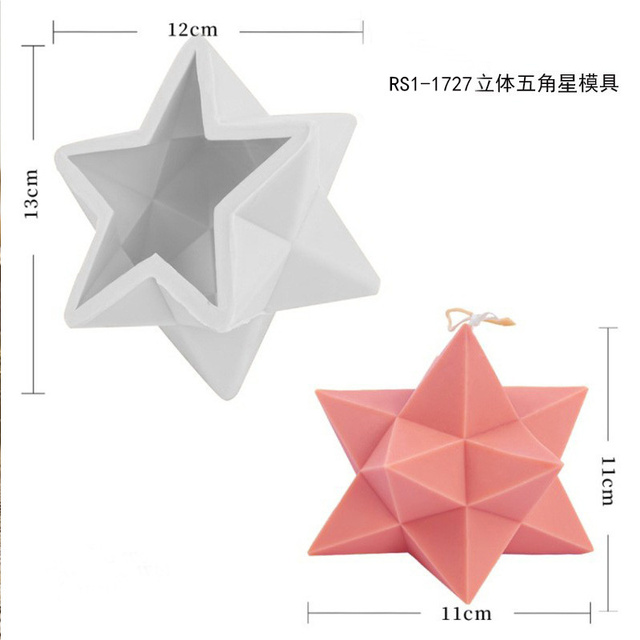 Forma silikonowa do ciast 3D w kształcie pięcioramiennej gwiazdy do tworzenia własnych aromaterapeutycznych świec - Wianko - 7