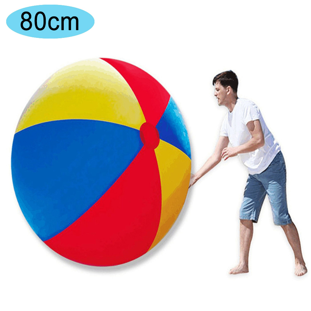 Gigantyczna nadmuchiwana piłka plażowa trójkolorowa PVC 80cm/100cm/150cm - zabawa w siatkówkę, piłkę nożną i imprezy plenerowe dla dzieci - Wianko - 9