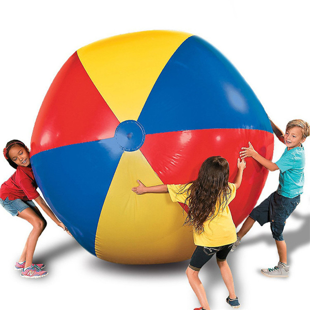 Gigantyczna nadmuchiwana piłka plażowa trójkolorowa PVC 80cm/100cm/150cm - zabawa w siatkówkę, piłkę nożną i imprezy plenerowe dla dzieci - Wianko - 7