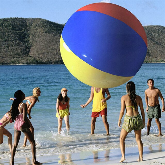 Gigantyczna nadmuchiwana piłka plażowa trójkolorowa PVC 80cm/100cm/150cm - zabawa w siatkówkę, piłkę nożną i imprezy plenerowe dla dzieci - Wianko - 6